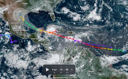 El avance del huracán Beryl con rumbo a México