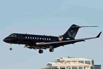 El avión Bombardier Global 5000, matrícula N18RU, en el que viajó Laura Belén Arrieta.