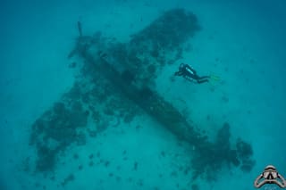 Un buzo argentino explora los restos de un devastador combate naval de la Segunda Guerra Mundial