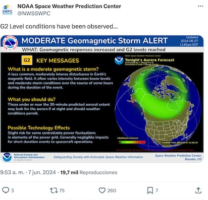 El aviso de la tormenta geomagnética