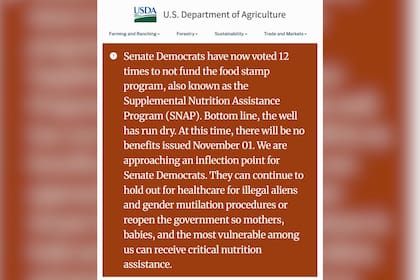 El aviso del Departamento de Agricultura de EE.UU. sobre el beneficio de SNAP en noviembre