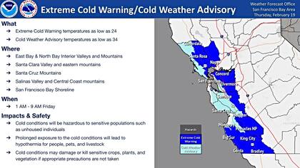 El aviso del NWS advierte sobre un descenso drástico de temperatura en la zona de la Bahía de San Francisco
