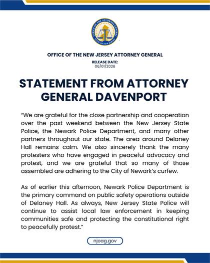El aviso en Nueva Jersey tras las protestas en Delaney Hall