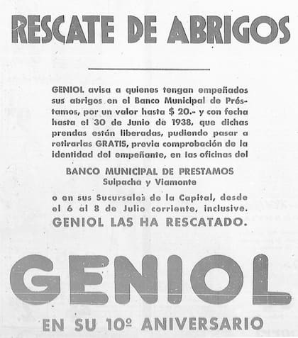 El aviso publicado por Geniol el 5 de julio