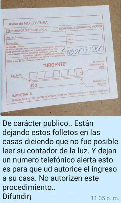El aviso que circuló en las redes sociales
