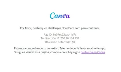 El aviso que muestra la falla en algunos sitios como Canva, X y ChatGPT