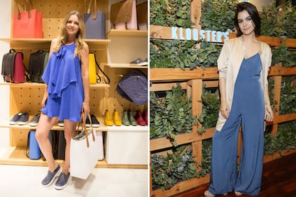 El azul es uno de los colores de la temporada: Geraldine Newman apostó por un vestido con volados y Agustina Cherry se inclinó por un mono que le quedaba divino