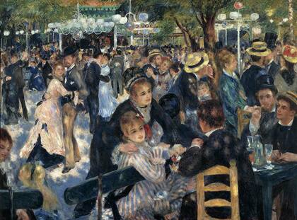 El baile en el Moulin de la Gallette, de Pierre Auguste Renoir. Un clásico del impresionismo francés.