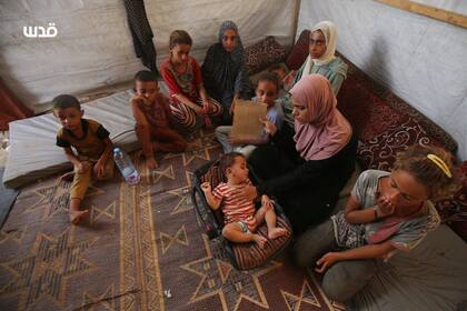 El bebé Abdul Rahman Abu Al-Jidyan, el primer niño infectado con polio en la Franja de Gaza.