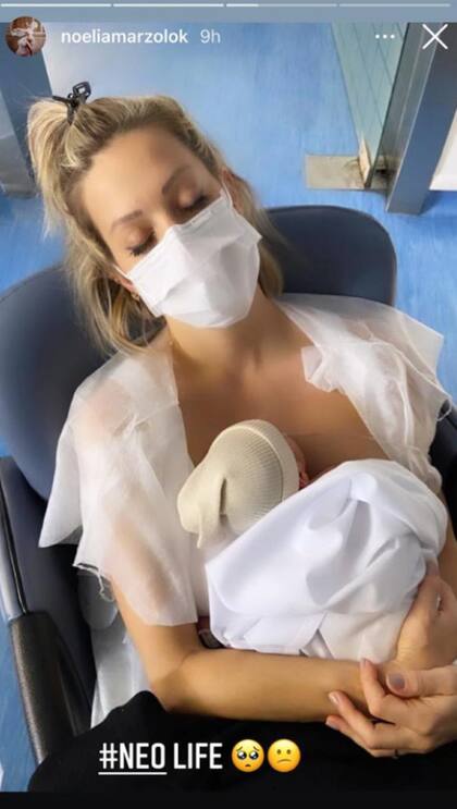 El bebé de Noelia Marzol quedó internado en Neonatología y la bailarina se mostró muy cansada