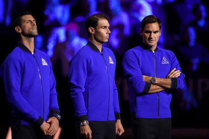 El Big 3, Novak Djokovic, Rafael Nadal y Roger Federer, en septiembre pasado, en la Laver Cup