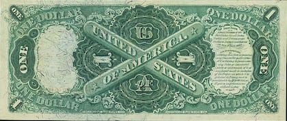 El billete de un dólar de 1917 se caracteriza por llevar en el centro, en un gran rosetón