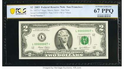 El billete fue vendido en Heritage Auctions por US$2400