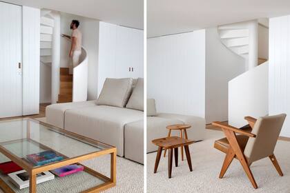 El blanco y la madera son protagonistas en el interior. Los pisos son de madera de tauari, de origen brasileño.