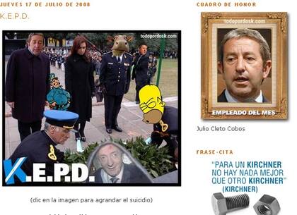 El blog Todos por dos K, duro con el matrimonio Kirchner