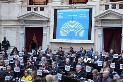 El bloque de Unión por la Patria asistió al recinto con carteles que rezaban "Cristina libre"