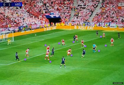 El bloque defensivo de Arsenal cerca de su arquero Raya: la mayor parte del partido jugó así la final