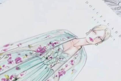 El boceto de uno de los trajes que llevó Lady Kitty Spencer.