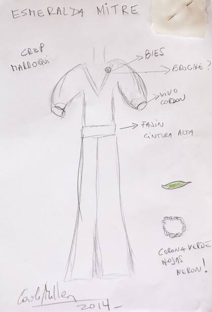 El boceto del mono que diseñó Caro Müller para Esmeralda