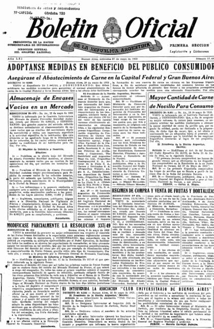 El Boletín Oficial y el anuncio de la intervención del Club Universitario de Buenos Aires