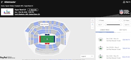 El boleto más caro para el Super Bowl 2026 en venta oficial, cuesta 36.000 dólares (Ticketmaster)