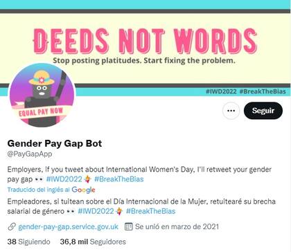 El bot de Twitter que trollea a las empresas que tuitean sobre el Día de la Mujer (Foto: Twitter)