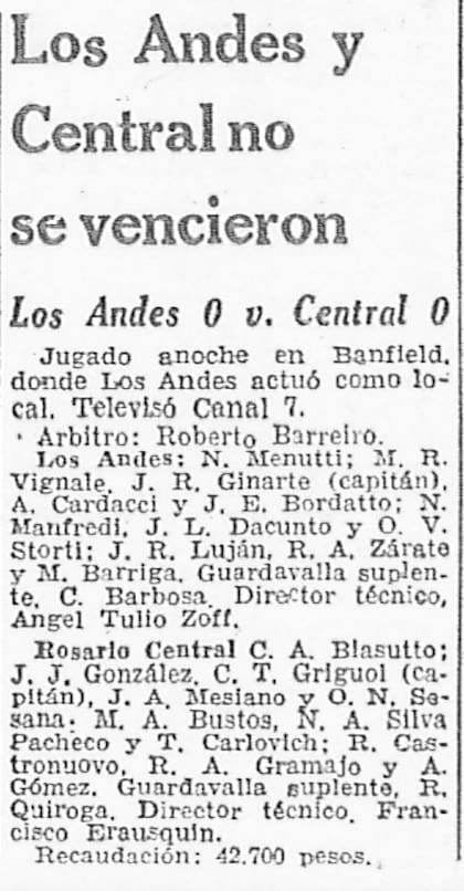 El breve resumen de LA NACION el diá de su debut en primera división, donde sólo jugó tres partidos