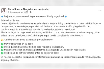 El bufete de abogados detalló las modificaciones en el trámite