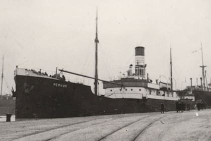 El buque mercante Merkur, uno de los barcos hundidos por Scheringer