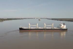 El buque varado en el Río Paraná