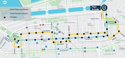 El bus eléctrico une Retiro con Parque Lezama a través de 36 estaciones