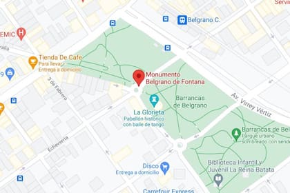 El busto de Manuel Belgrano se encuentra en una pequeña rotonda ubicada en Echeverría y 11 de septiembre