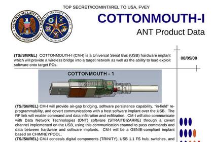 El cable USB personalizado de ANT, la división de la NSA encargada de desarrollar soluciones de espionaje electrónico