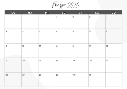 El calendario de mayo 2025 para imprimir
