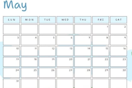 El calendario de mayo para anotar los eventos destacados del mes