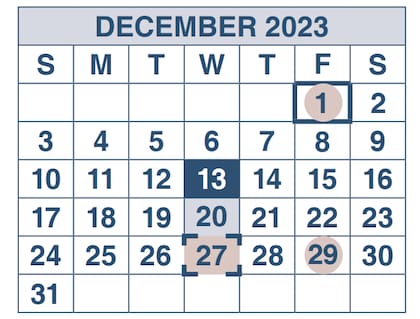 El calendario de pagos del Seguro Social y de la Seguridad de Ingreso Suplementario de diciembre de 2023