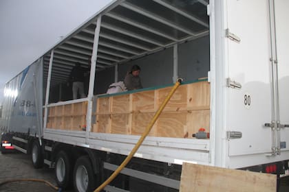 El camión que trasladó los cajones