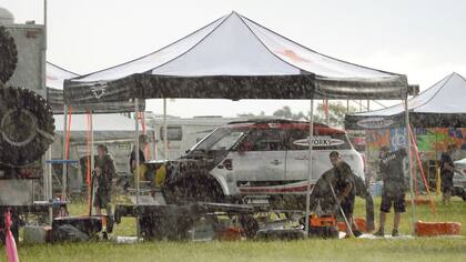 El campamento en Oruro, inundado