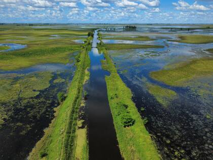 El canal Artola, al desbordar inundó una gran cantidad de campos de la zona, incluido el del productor Eugenio Aramburu, en 9 de Julio