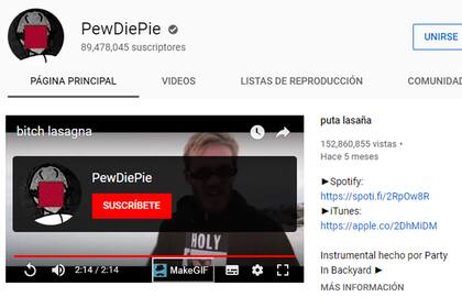 El canal del YouTuber Felix Arvid Ulf Kjellberg