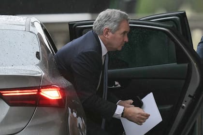 El canciller Pablo Quirno, al llegar a la Casa Rosada.