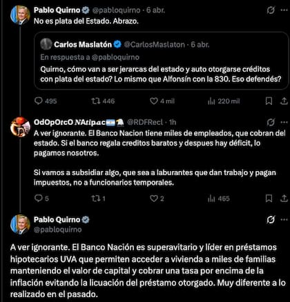 El canciller también le contestó a otros usuarios de redes sociales.