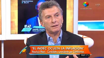 El candidato presidencial de Cambiemos, Mauricio Macri, durante la entrevista en intrusos