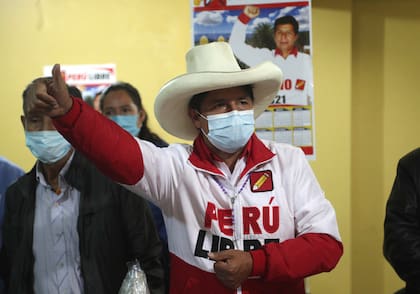 El candidato presidencial del partido Perú Libre, Pedro Castillo