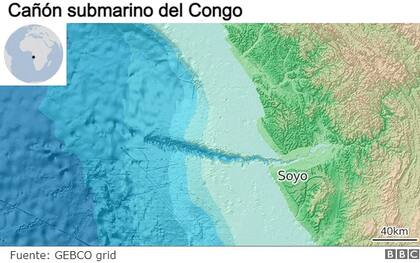 El cañón submarino del Congo es uno de los pocos de este tipo en todo el mundo que está conectado directamente a la desembocadura de un río importante