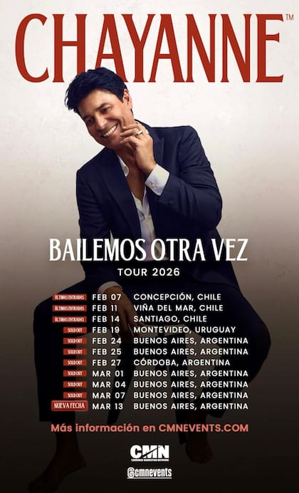 El cantante tendrá una larga gira por Argentina, Chile y Uruguay