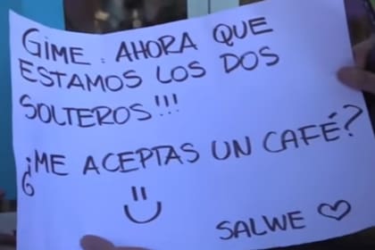 El cartel de Martín Salwe para Gimena Accardi (Foto: Captura de TV / América TV)