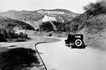 El cartel original de Hollywoodland, en la década de 1930 en Los Ángeles, California