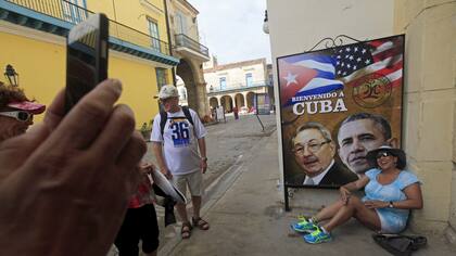 El cartel que le da la bienvenida al presidente de Estados Unidos