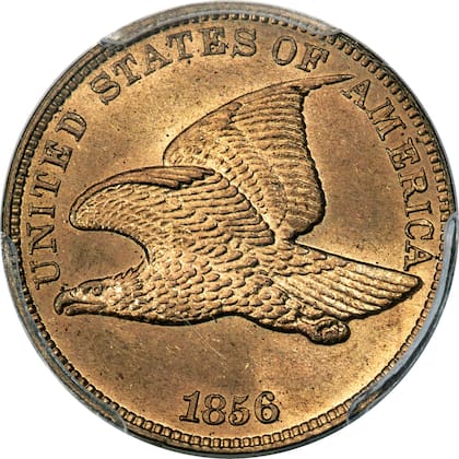 El centavo Flying Eagle de 1856 contaba con la particularidad de ser de tamaño más pequeño con los otros ejemplares distribuidos en la misma fecha
